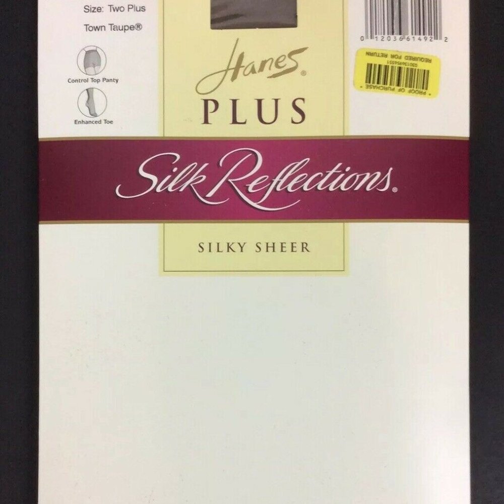 Hanes Silk Reflections Plus 2X Pantyhose Control Top Reinforced Toe Barely There